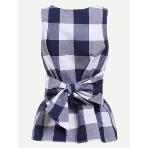 Belted Checkered Shell Top